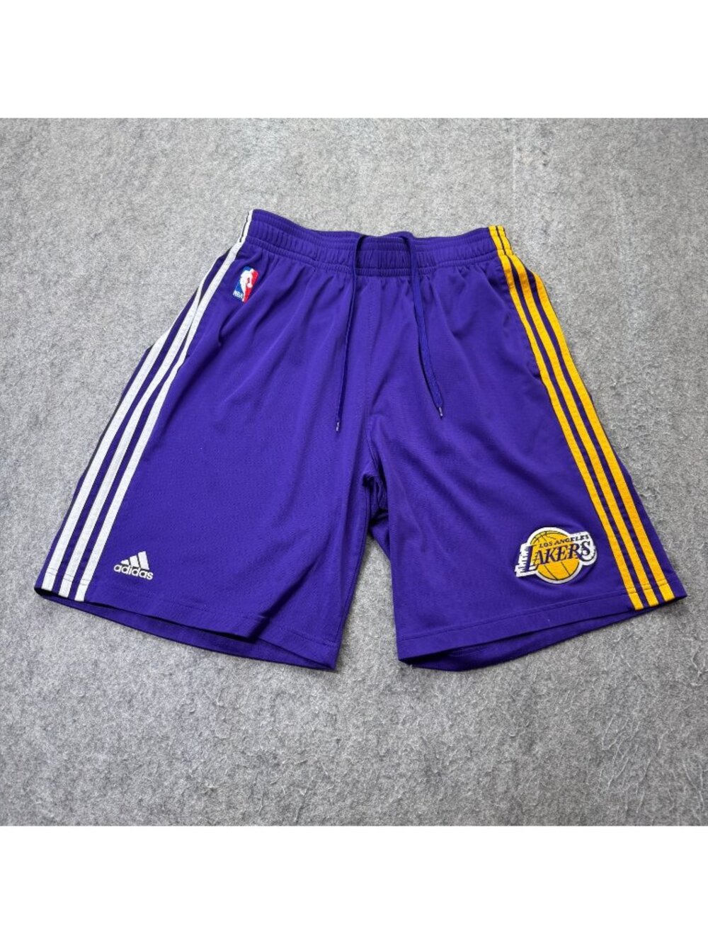 Los Angeles Lakers Adidas Basketball Shorts Men L Purple Gold 10"